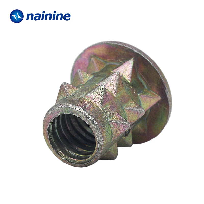 Flange Head Zinc Alloy Thread For Wood Insert Spiked Nut Furniture Link Nuts