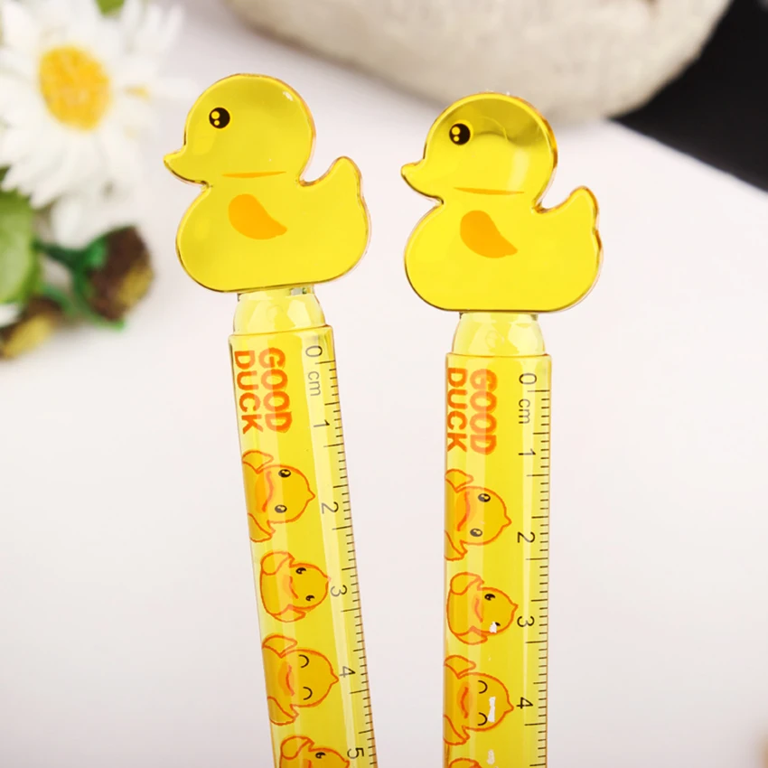 Cute Yellow Duck Plastic Straight Ruler Drawing Measuring Tools Cartoon Stationery 12cm Clear Scale Ruler Student Prizes NEW