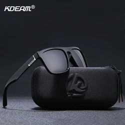 KDEAM New Summer Sunglasses Men Sports Sun Glasses Polarized Women Brand Mirror lens Square UV400 With Case KD156