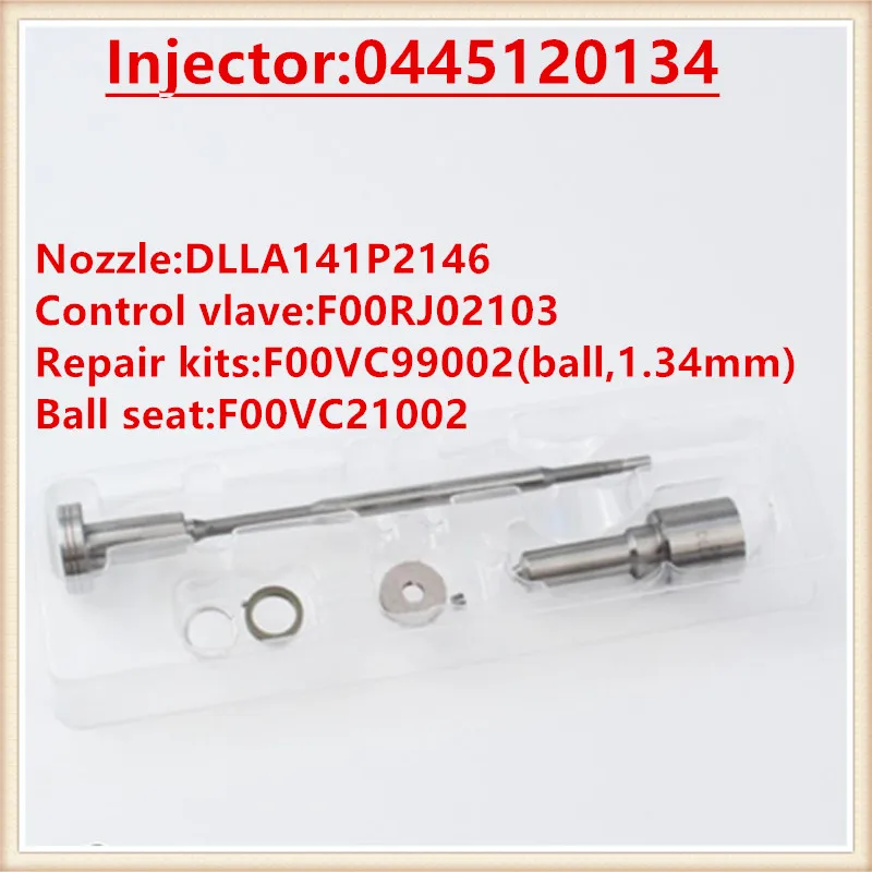 4SET 0445120134 Injector Nozzle DLLA141P2146 Valve F00RJ02103  Overhaul Repair Kits Diesel Injector 0 445 120 134