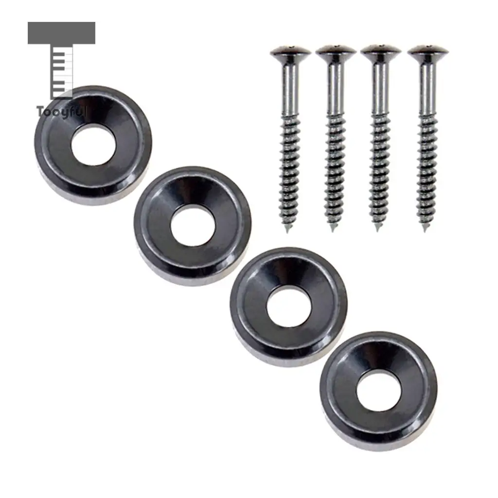 Tooyful 4Pcs Guitar Body Neck Fixed Mounting Screw Ferrules for Electric Bass Guitar