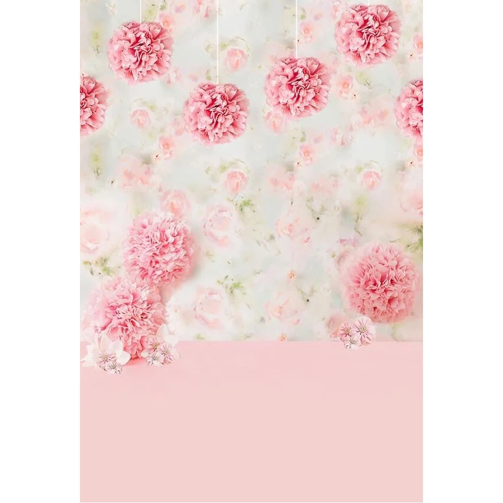 Фон для фотосъемки новорожденных с цифровой печатью розовыми цветами из бумаги