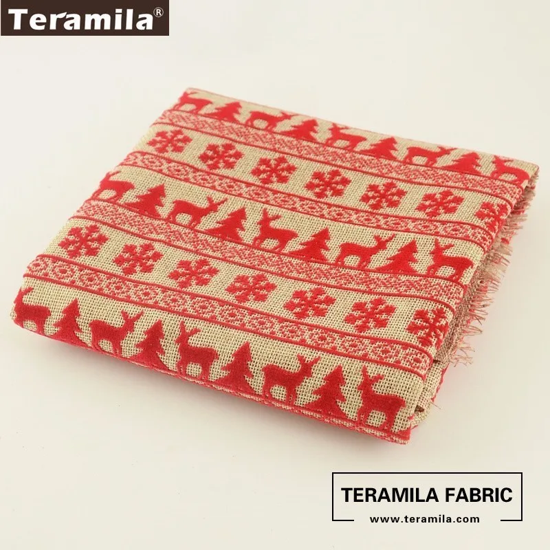 Teramila ผ้าคอมโพสิต 50 ซม.x 145 ซม.พิมพ์สีแดงคริสต์มาสชุดผ้ารูปแบบกระเป๋าหมวกถุงน่องสิ่งทอหน้าแรก