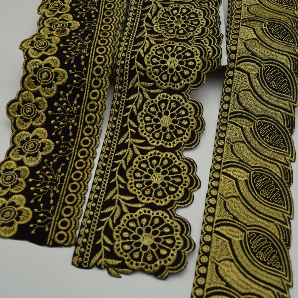 5Yards many types Velvet Black and white African Embroidery  lace trim fabric for Women Dress