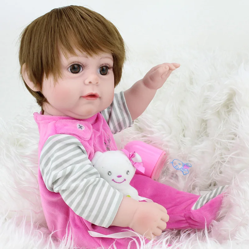 NPKDOLL Reborn Baby Doll 17inch Full Vinyl Silicone inteiro GIRL infant baby doll  Bath Toys Kids Playmate Cute Bebes Reborn