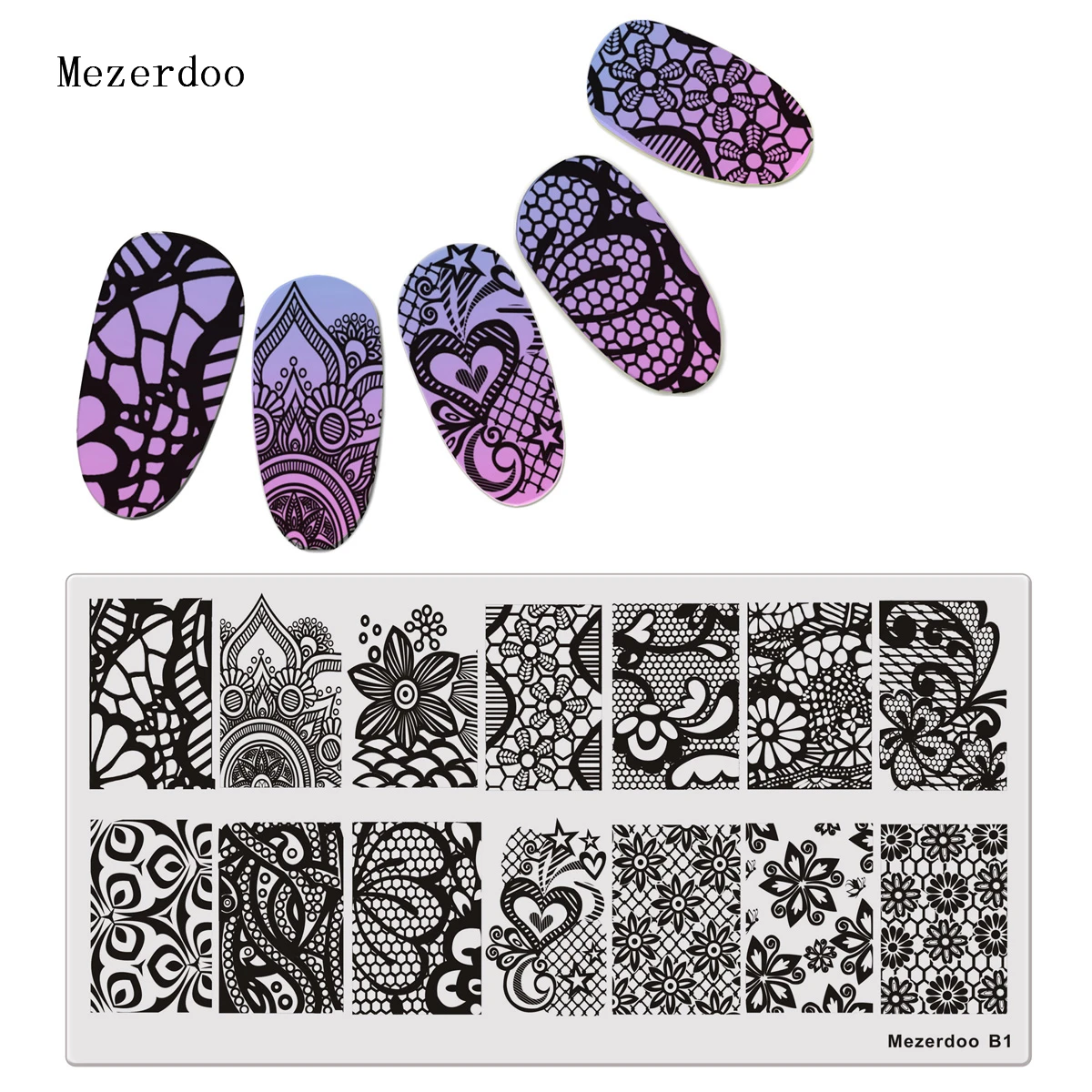 Nail Art Stamp Template Rectangle Gorgeous Lace Vine Net Design Image Plate 6*12cm Nail Art Templates Stencils B1