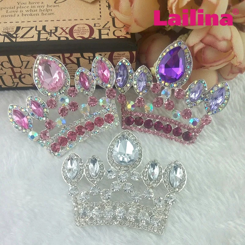 

Pink Purple Crystal mix color Newest top Bride Imperial Crown Wedding Clear Rhinestone Crystal Brooch Pin for women