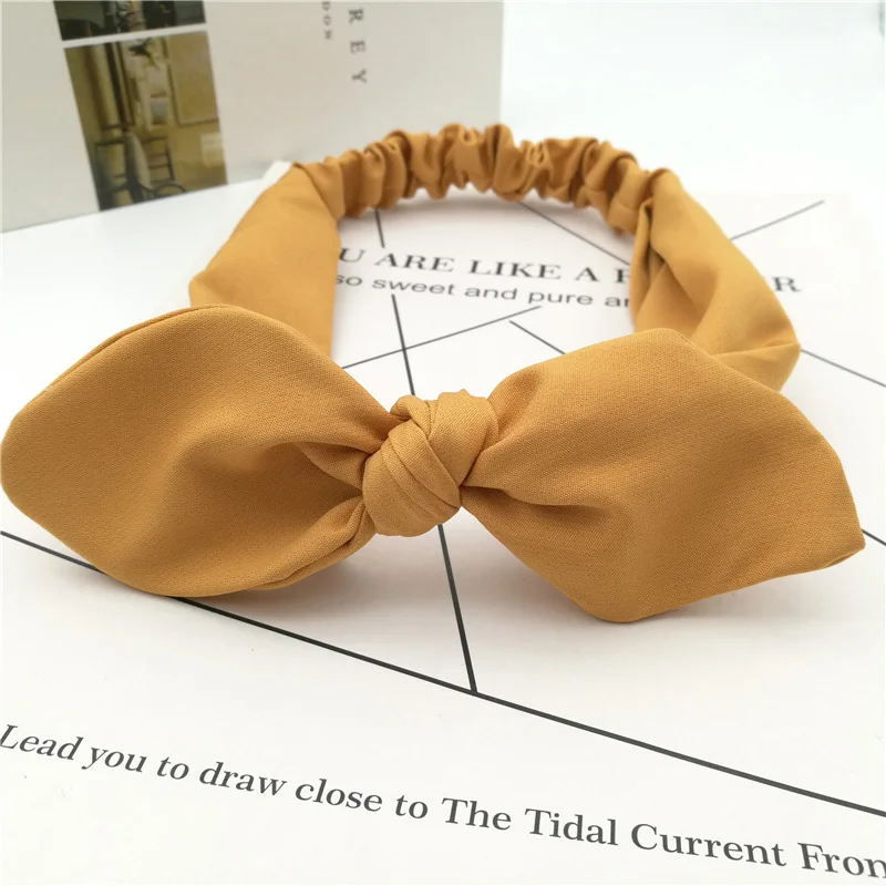 ALTOBEFUN Women's New Hair Accessories Female Solid Color Bow Hair Band Ladies Wash Headband TC054