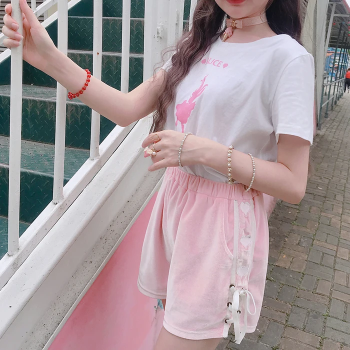 

Princess sweet lolita shorts Soft sister original wind love embroidery Pink open ins ultra - Fire baggy shorts women B1625