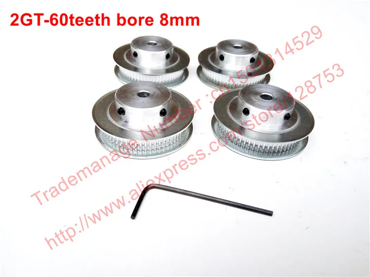 

whole sale 4pcs 60 teeth Bore 8mm GT2 Timing Pulley fit width 6mm of 2GT timing Belt Free shipping