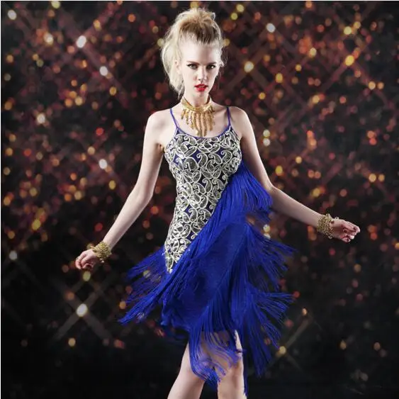 New Fashion Latin Ballroom Dance Dress Leotard Woman Sequins Fringe Dance Latin Dance Dresses Evening Dress Costume Dress