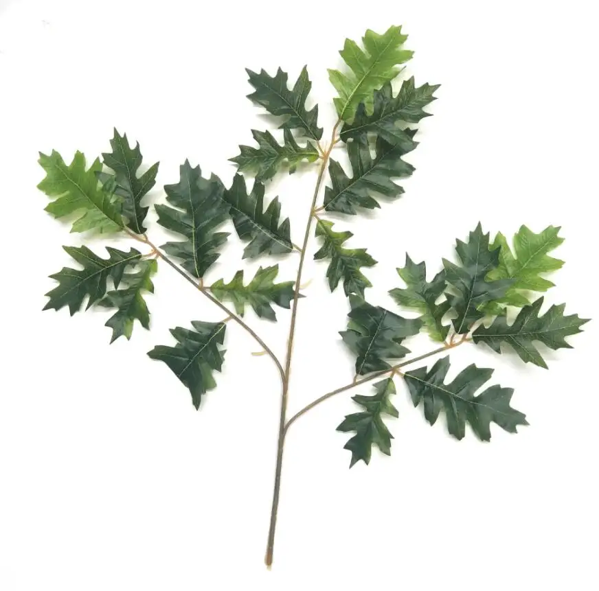 12pcs Artificial Oak Tree Leaves Branch For Plant Wall Background Wedding Home Hotal Office Bar Decorative