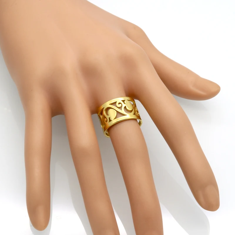 BORASI Brand Classic Fashion Gold Color Hollow Vines Heart Ring Jewelry Popular Romantic Wedding Ring For Women 2017 New