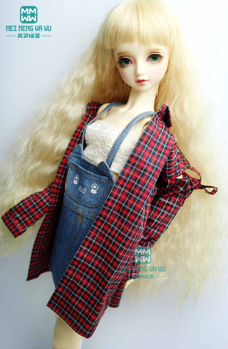 60cm bjd Puppen kleider für bjd Puppen mode lässig Jeans rock Strickjacke Socke