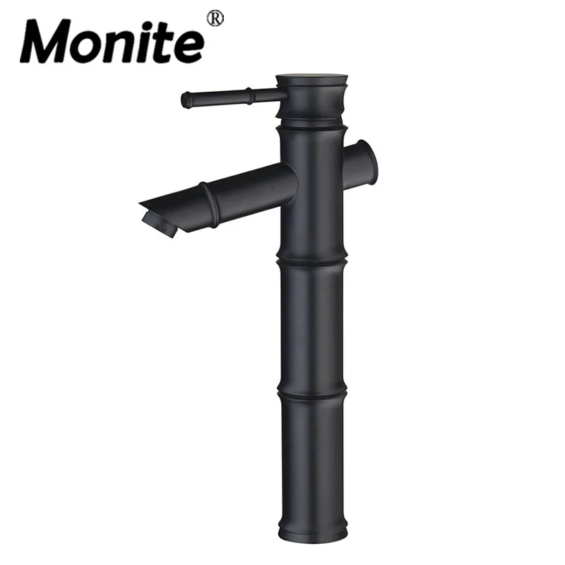 

Oil Rubbed Bronze Bathroom Basin Mixer Tap & Basin Sink Faucet Bamboo Black Mixer Faucet Stream Spout Water Mixer Tap