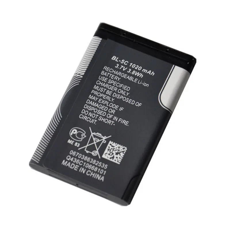 New BL 5C BL5C Rechargeable Batteries 3.7v 1020mAh Battery For Nokia C2-01 N70 N72 C2-02 C2-03 C2-06 X2-01 5130 2610 N90 N-Gage