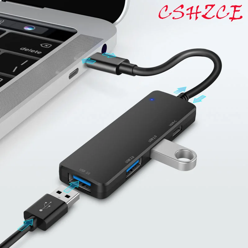 multi usb 2.0 hub 3 port adapter splitter Mini USB 2.0 For PC Laptop U Disk Card Reader For iPhone 7 8 X Mobile Phone Hub