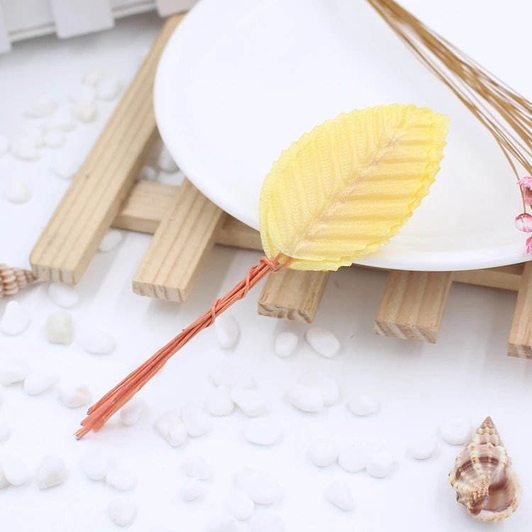 Hot sale 10pcs/lot 5cm Nylon Silk Leaf Green Leaves Artificial Flower For Wedding Decoration DIY Wreath Gift Craft Fake Flower
