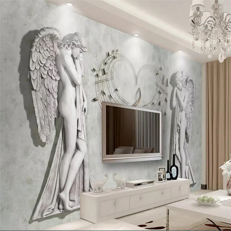 

Decorative wallpaper European-style angel background wall painting