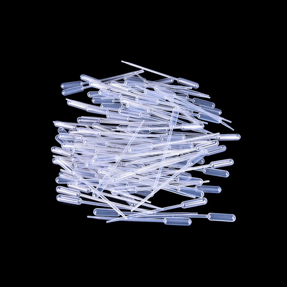 100PCS 0.2/0.5/1/2/3ML Transparent Pipettes Disposable Safe Plastic Eye Dropper Transfer Graduated Pipettes for Lab Experiment