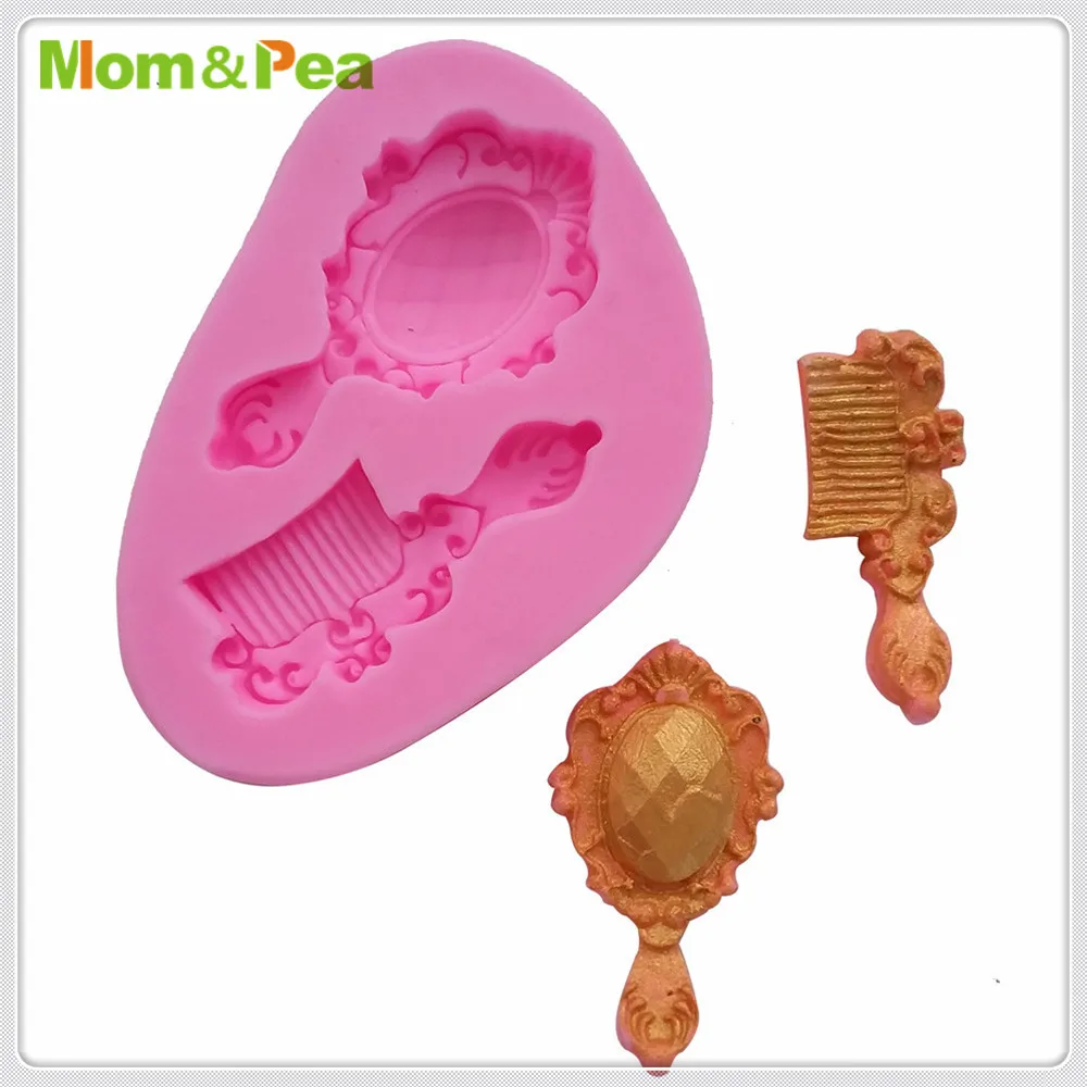 Mom&Pea MPA1626 Comb & Mirror Silicone Mold Sugar Paste 3D Fondant Cake Decoration