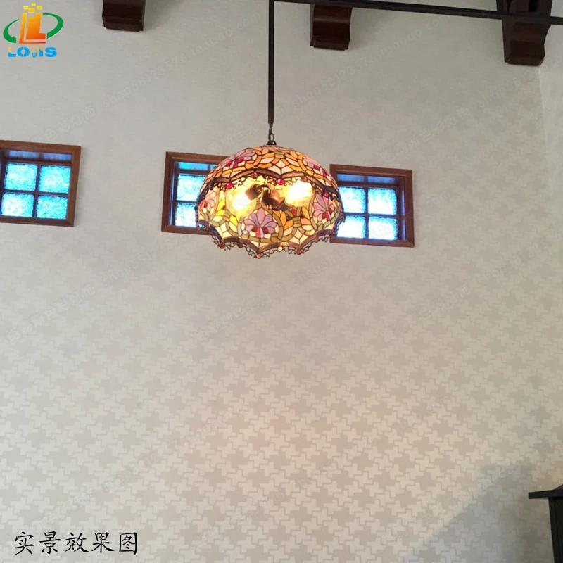 18-inch American Fashion Color Chandelier European Style Tiffanylamp Glass Lamps Bar Cafe retro nostalgia Lighting vintage light