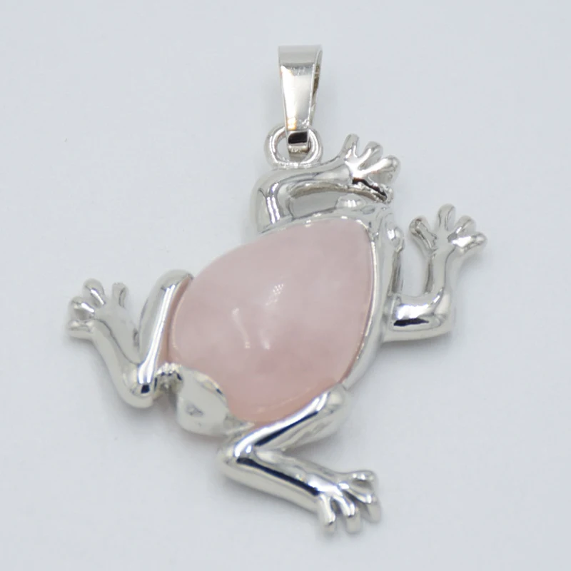Women Men Natural Purple Crystal Opal Tiger Eye GEM Stone Bead Pendant Frog Animal Fashion Jewelry Making Choker Charm Wholesale