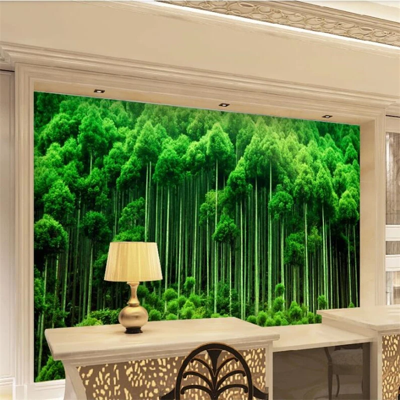 

wellyu Green fresh bamboo forest living room background wall custom large mural wallpaper papel de parede quarto