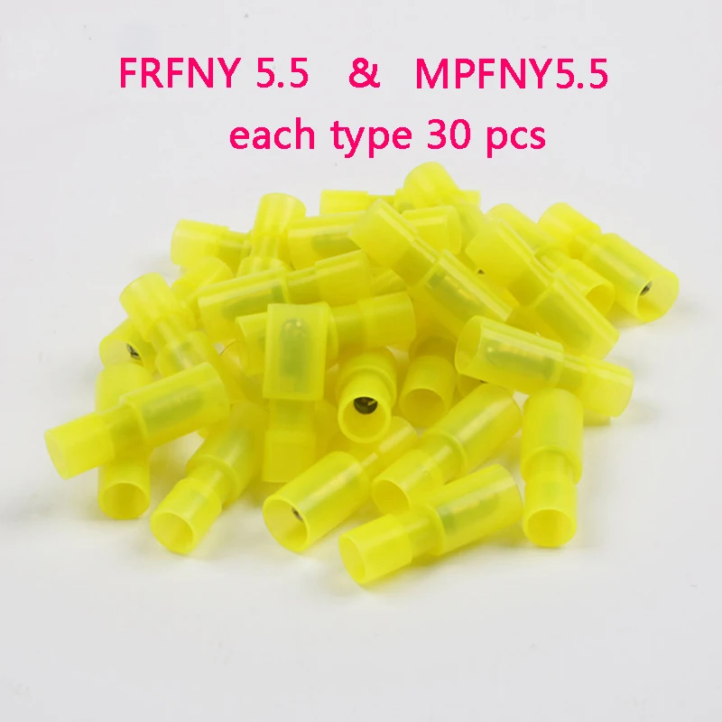 FRFNY5.5 MPFNY 30sets Bullet Shaped NYLON brass Female Male Insulating Joint Wire Connector Crimp Terminal FRFNY+MRFNY AWG12-10