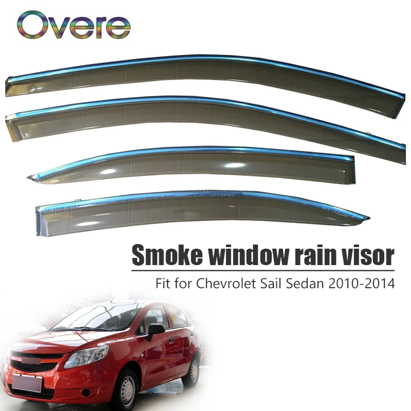 

OVERE NEW 1Set Smoke Window Rain Visor For Chevrolet Sail Sedan 2010 2011 2012 2013 2014 Vent Deflectors Guard Accessories