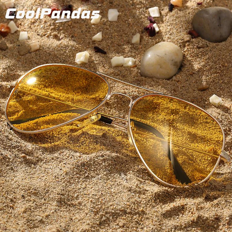 파일럿 항공 옐로우 나이트 비전 운전 선글라스 남자 여자 고글 안경 UV400 안경 드라이버 안경 gafas de sol 3025