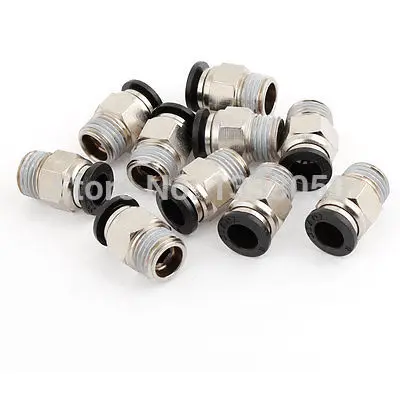 

10 x Pneumatic One Touch Push In Quick Coupling PC 1/8PT/1/4PT/1/2PT/3/8PT Thread for 4mm/6mm/8mm/10mm/12mm Air Tube