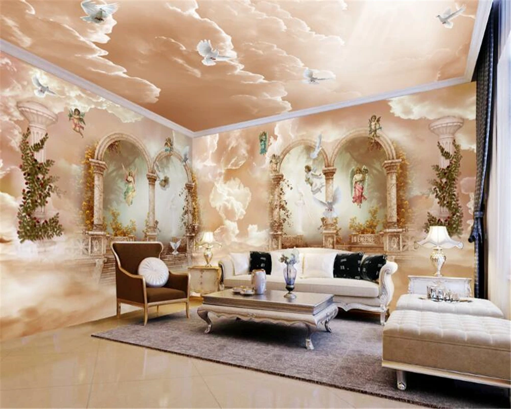 

beibehang Creative luxury European arches large column full house theme space background waterproof papel de parede 3d wallpaper