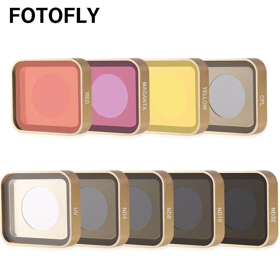 FOTOFLY Hero7/6/5 Sport Camera Accessories Diving Red/Yellow/Magenta/ND 4 8 16 32 Filter For GoPro Hero 5 6 7 Black Lens Golden