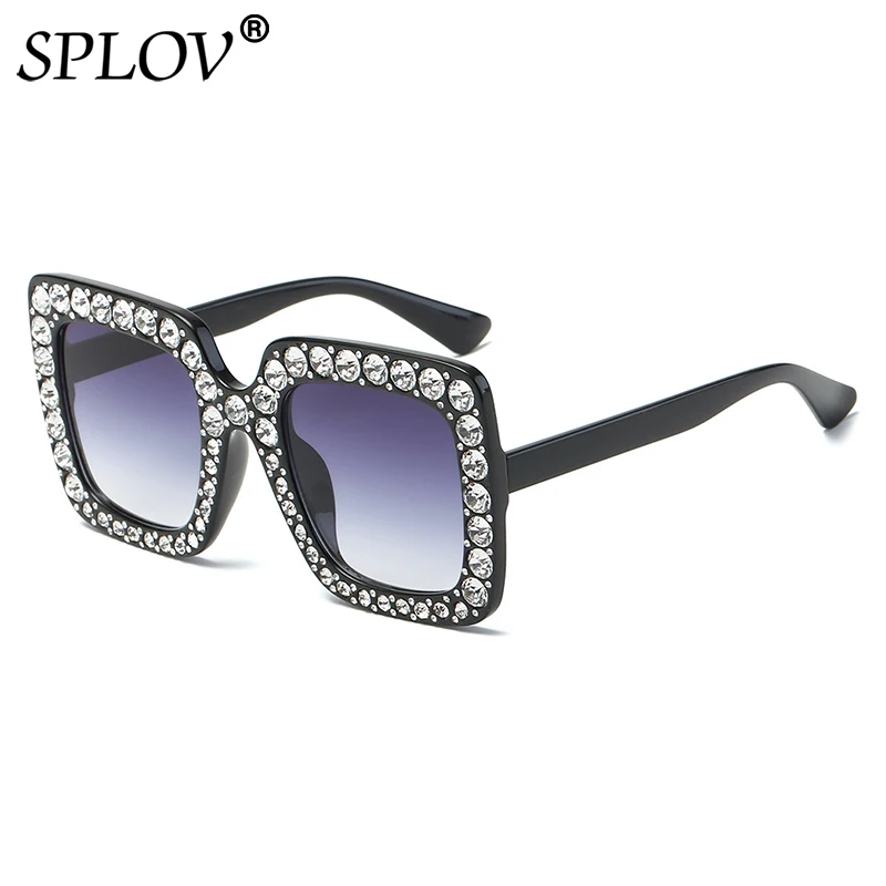 

SPLOV New Fashion Oversized Diamond Sunglasses Women Luxury Square Crystal Sun Glasses Pink Mirror Eyewear Gafas De Sol