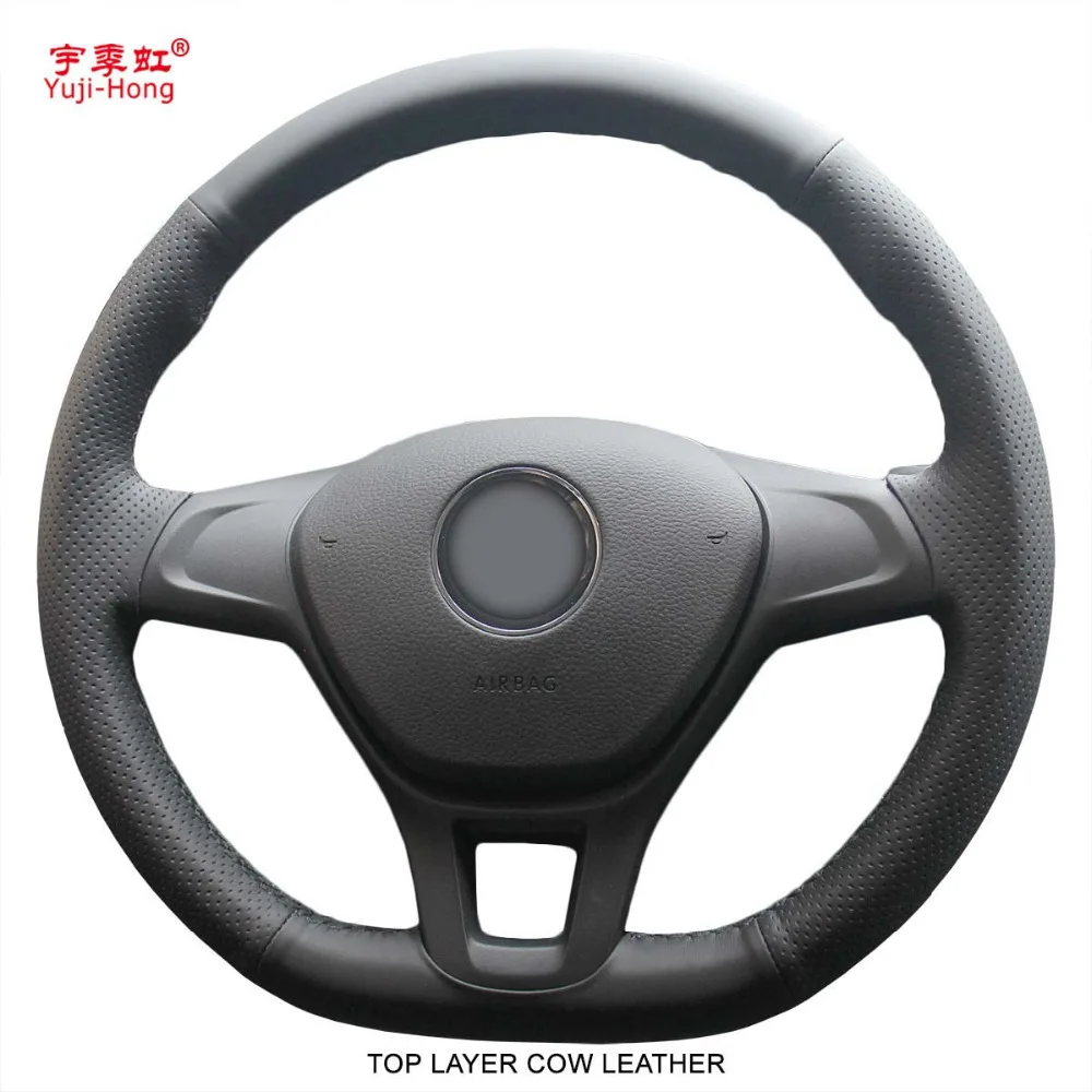 Yuji-Hong Car Steering Wheel Covers Case for Volkswagen VW Golf 7 2014 Top Layer Genuine Cow Leather Hand-stitched Cover