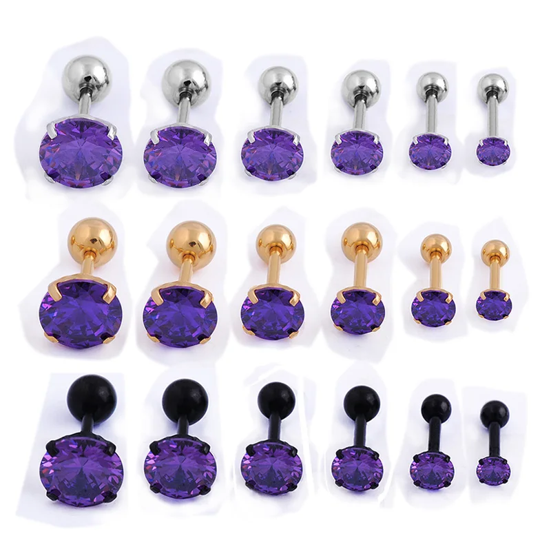 2Pcs 1.2*8*4mm Zircon Stone Ear Piercing Tragus Ring 16G Earrings Ear Piercing Cartiliage Ear Piercing Jewelry