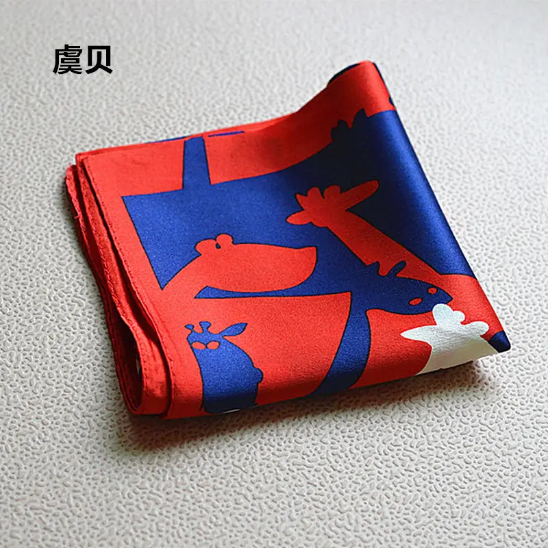 blue red headscarf women foulard lady scarf 50*50cm small square natural silk hair scarves bandana wrap christmas gift for child