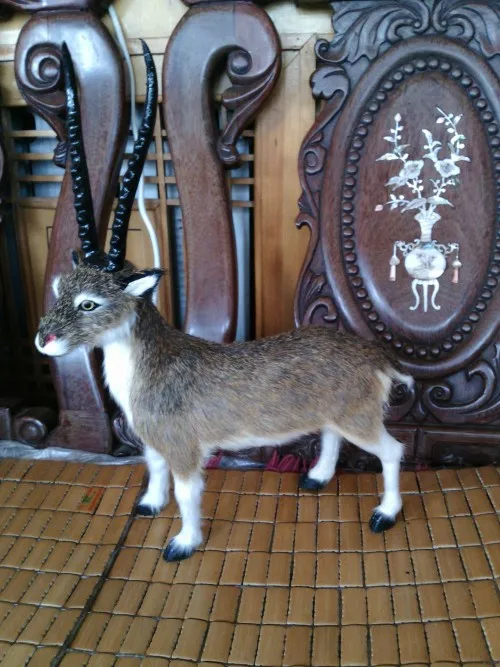 simulation Tibetan antelope large 31x40cm standing pose sheep real fur model ornament home decoration gift h1398