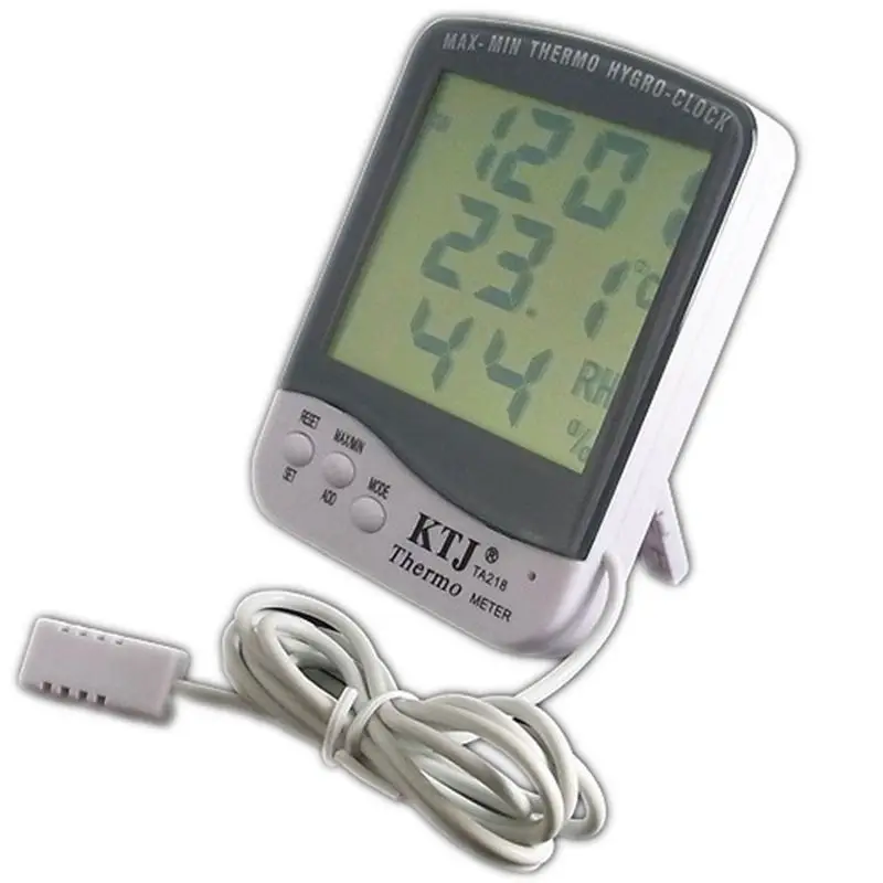 MAX-MIN Thermo Hygro Clock LCD Outdoor Thermometer Hygrometer Clock Weather Station Electronic Temperature Humidity Meter