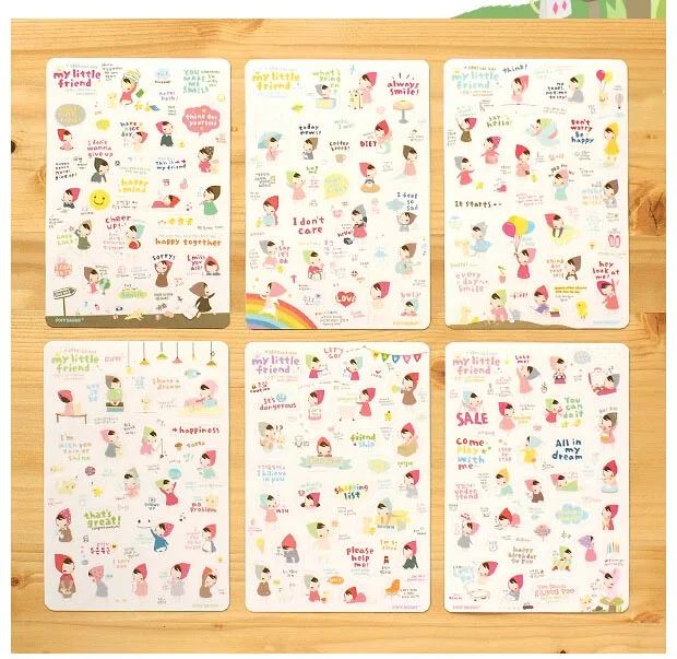 10 Bag(60 Pcs) Creative Transparent PVC My Little Friend Album Decorative Stickers/ 6 Into/Children Prize Gift