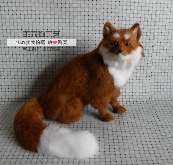 

simulation cute squatting fox 28x26x34cm model polyethylene&furs fox model home decoration props ,model gift d861