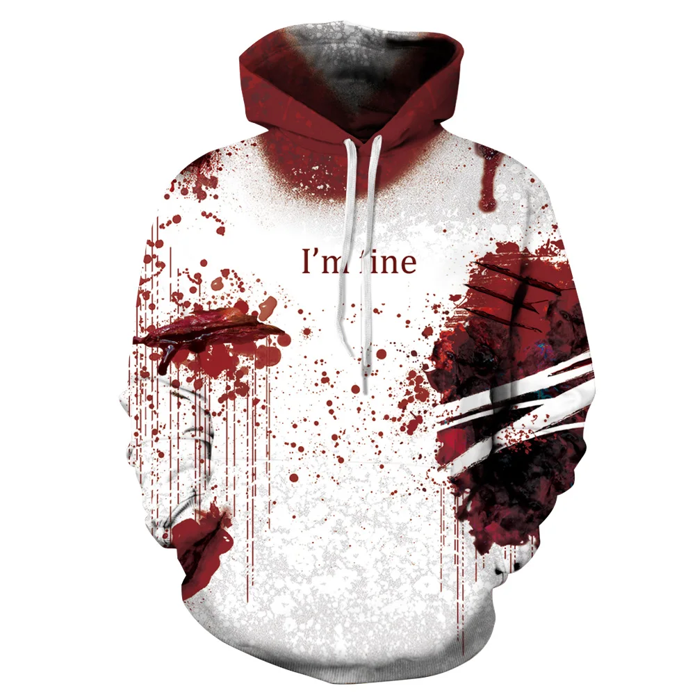 

PLstar Cosmos I'm Fine Horror Wound 3d Hoodies Men Women Plus Size Cosplay Sweatshirts Punk Streetwear With Cap Masculino