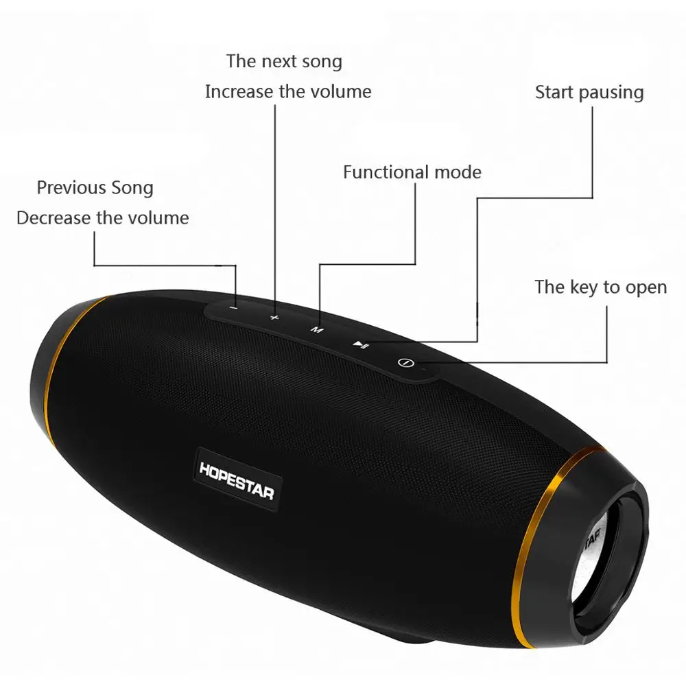 HOPESTAR Portable Wireless Bluetooth-compatible Speaker 30W Life Waterproof Outdoor Speakers Bass Effect Music Subwoofer USB AUX