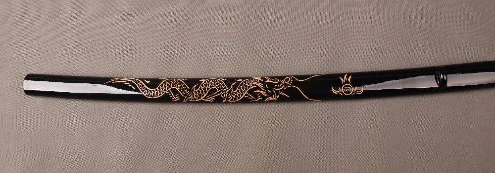 High Quality Delicate Sword Fitting Dragon Engraved Wooded Black Saya Sheath Scabbard for Samurai Japanese Katana Fully Handmade