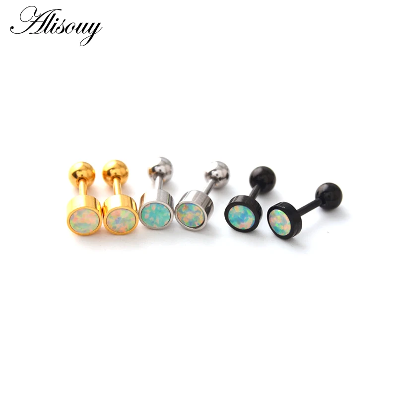 1pc Steel Opal Ear Tragus Cartilage Ear Studs Helix Piercings Lobe Piercings Upper Ear Piercing Labret Ring Tragus Piercing