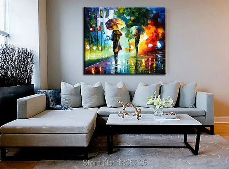 Unique Design Women with Umbrella in Desert Professional Strong Artists Team Handpainted Oil Painting sticker for living room