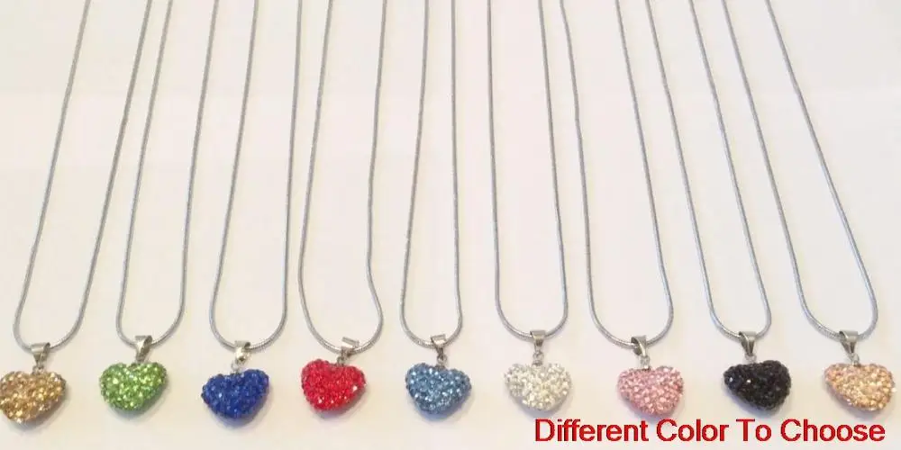 

new arrival christmas gift mixed rhinestone heart Silver Plated snake chain crystal Necklace p4232