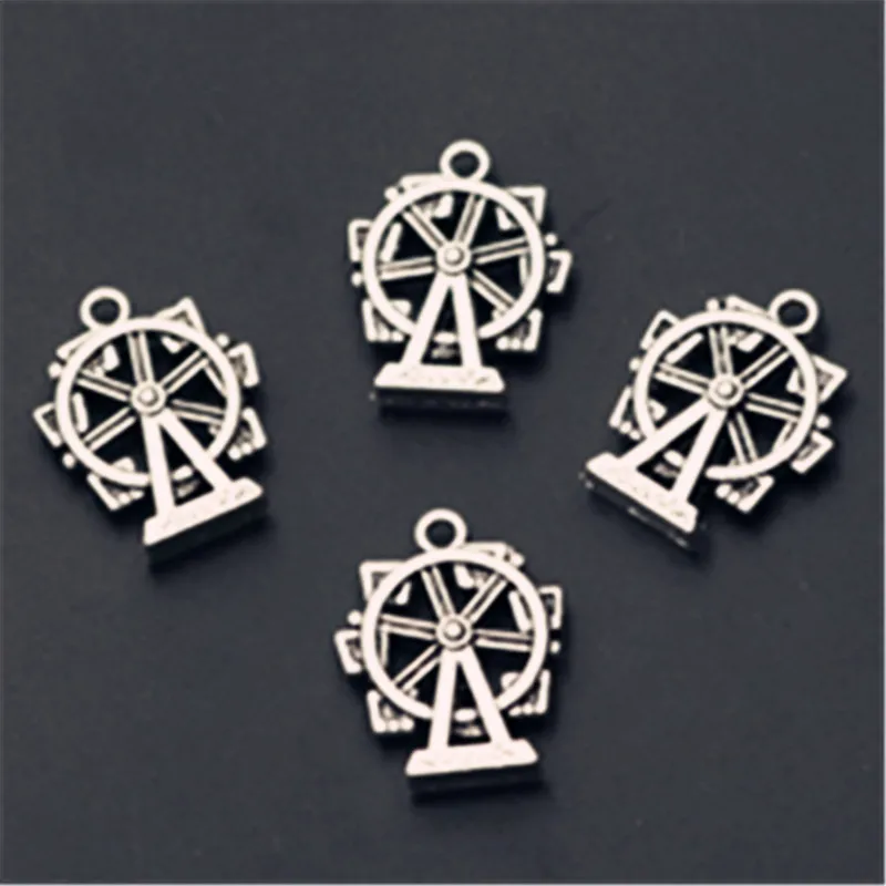 WKOUD 8pcs Silver Color Table Fan Charm Alloy Pendants For Necklace Bracelet DIY Vintage Handmade Jewelry Findings A959