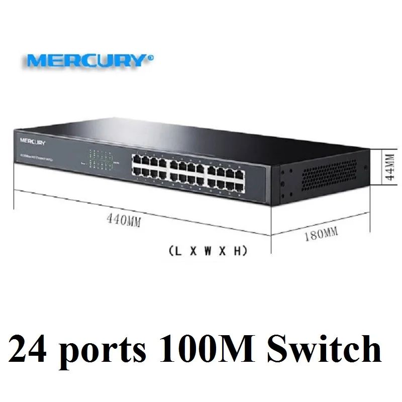 Plug&Play, Steel/Metal 24 Ports Desktop 100Mbps Switch Ethernet Network Switch LAN Hub Full or Half duplex Exchange Fast Switch